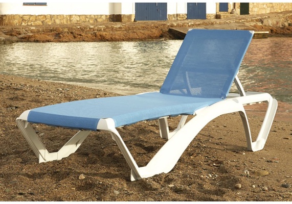 Tumbona Acqua 73x190x35 Blanca/azul